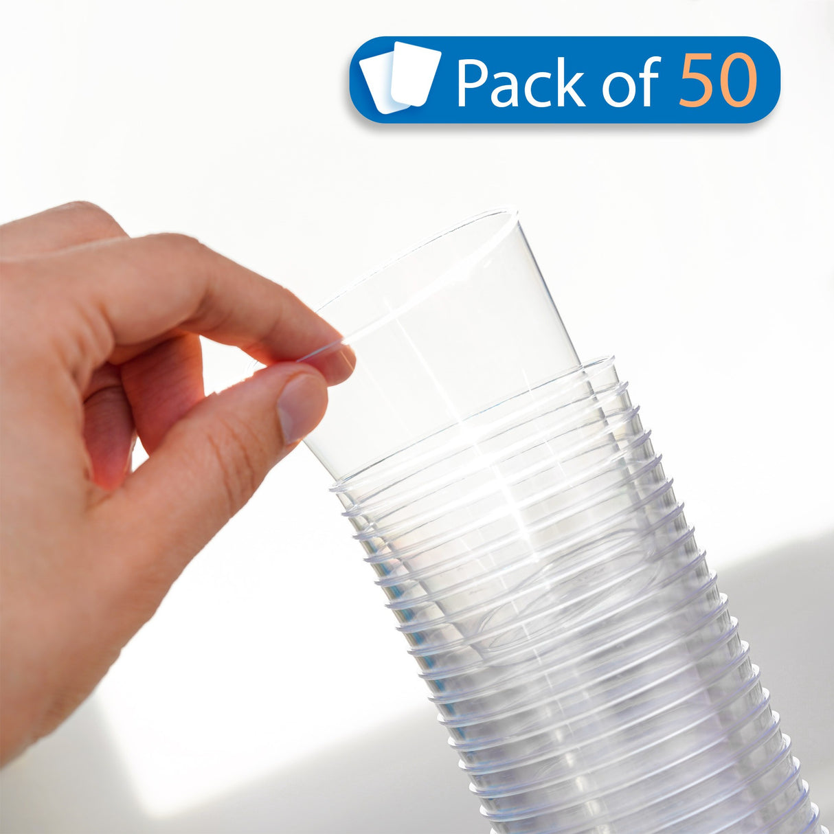 50 Pack 8oz Plastic Clear Party Glasses/Cups - Decodine