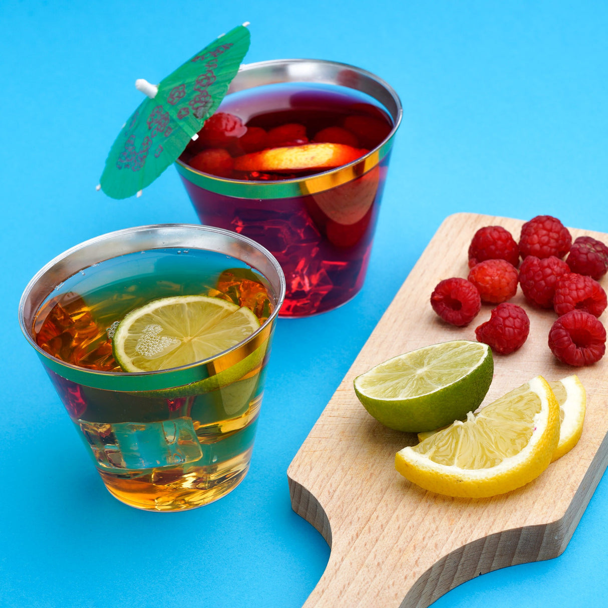 50 Pack 9oz Clear Plastic Party Dessert Cups with Gold Rim - Decodine