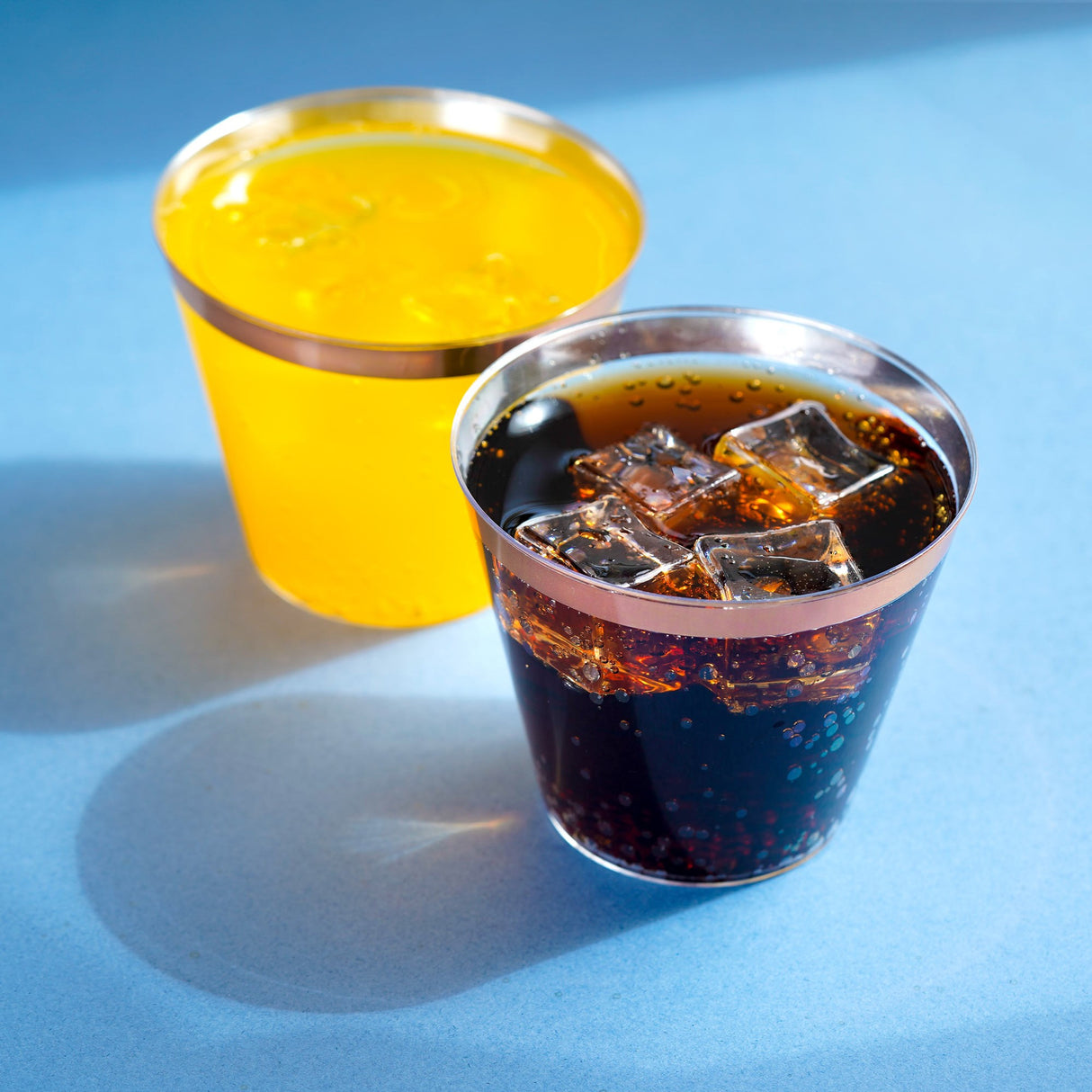 50 Pack 9oz Clear Plastic Party Dessert Cups with Rose Gold Rim - Decodine