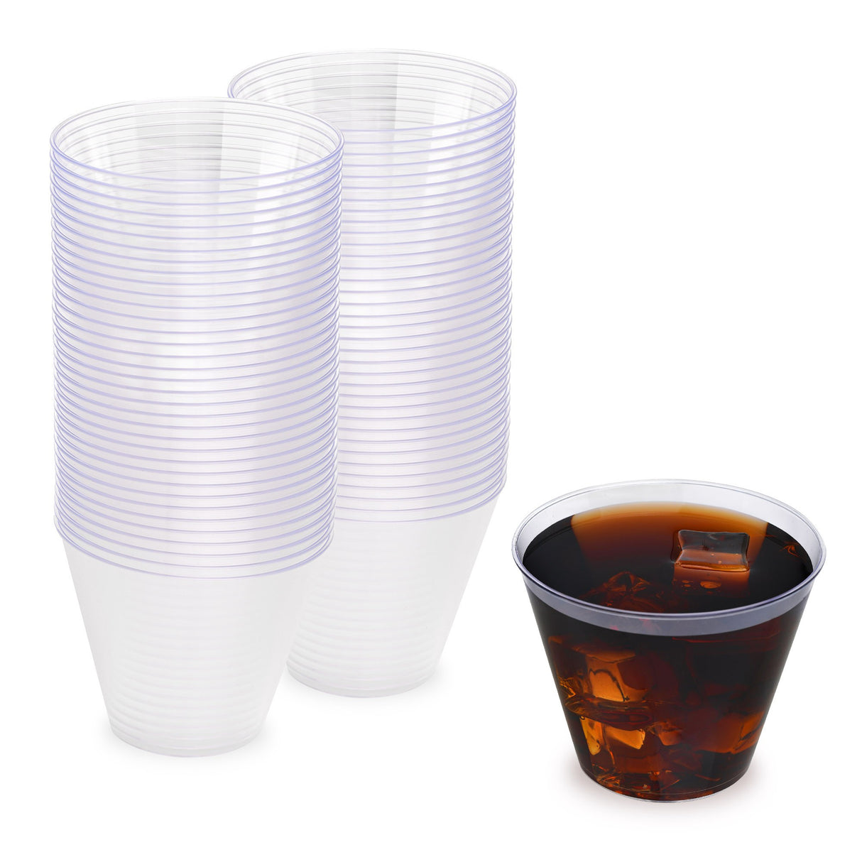 50 Pack 9oz Plastic Clear Party Dessert Rock Glasses/Cups - Decodine