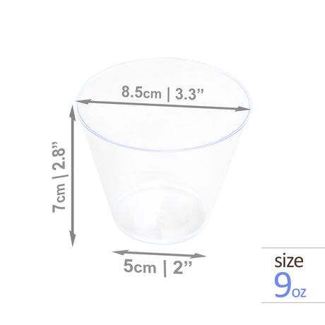 50 Pack 9oz Plastic Clear Party Dessert Rock Glasses/Cups - Decodine