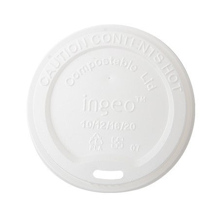 50 Pack Coffee Cup Lids 90mm (Fits 10,12,16,20oz) Eco Friendly CPLA - Decodine