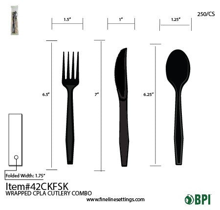 50 Pack CPLA Black Disposable Knives - Decodine