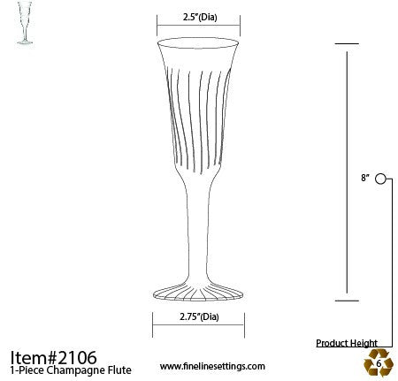 8 Pack 5oz Plastic Champagne Flutes (one piece) - Decodine