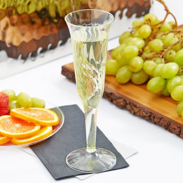 8 Pack 5oz Plastic Champagne Flutes (one piece) - Decodine