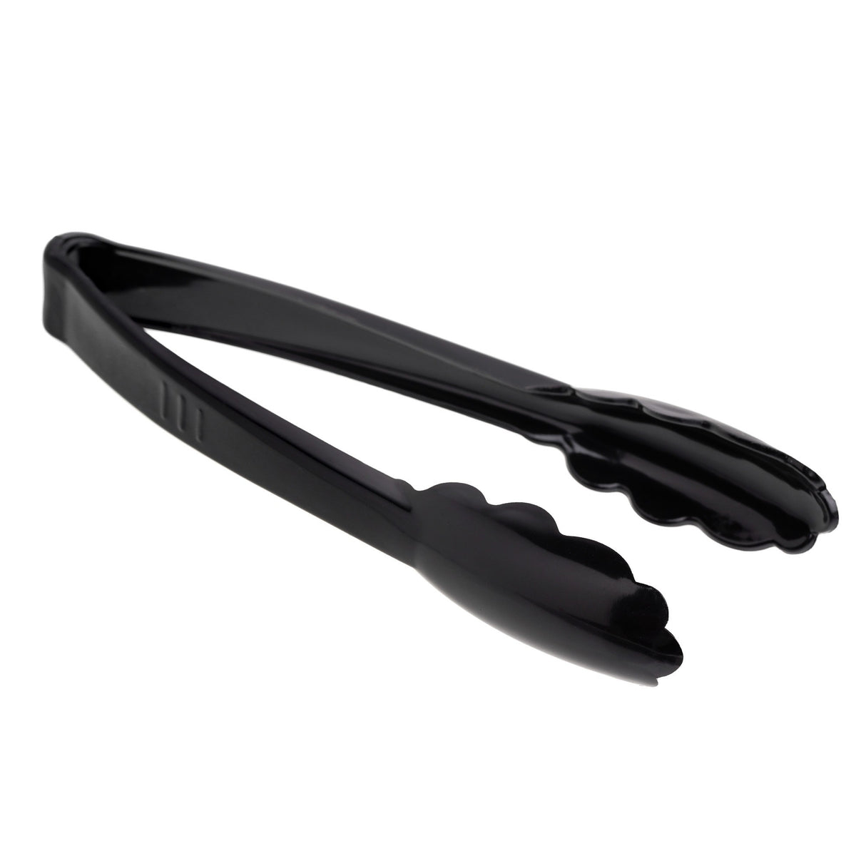 6 Pack 7.5" Black Plastic Serving Tongs - Decodine