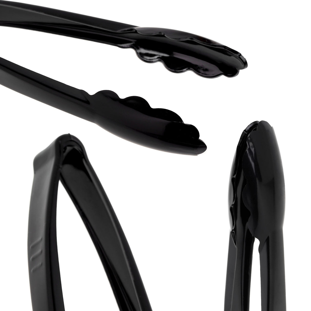 6 Pack 7.5" Black Plastic Serving Tongs - Decodine