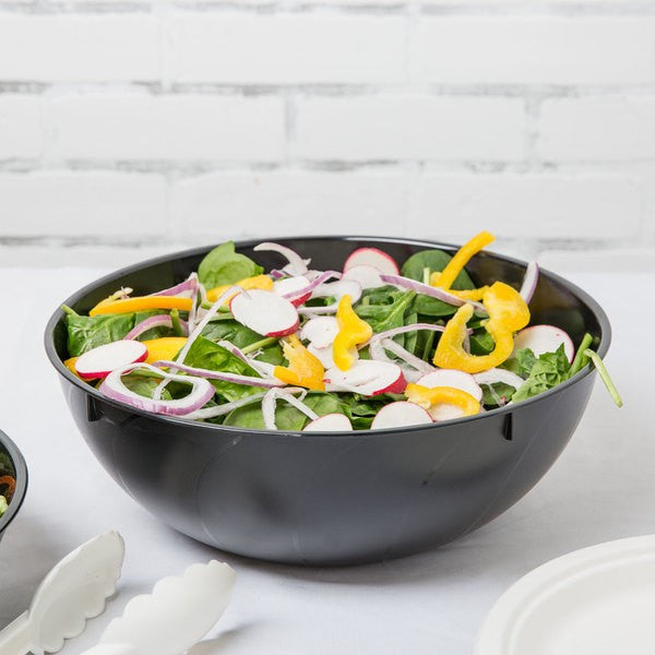 7.5 Litre Black Round Heavyweight Plastic Serving Bowls with Design - Decodine