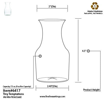 7.5 oz Plastic Mini Carafe 6 Pack - Decodine