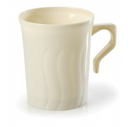 8 Pack 8oz Plastic Bone (Ivory) Coffee Mugs - Decodine