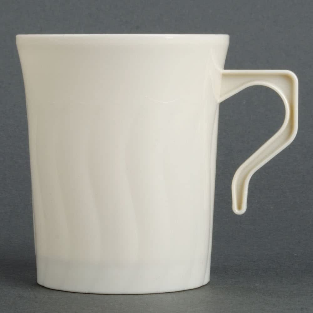 8 Pack 8oz Plastic Bone (Ivory) Coffee Mugs - Decodine