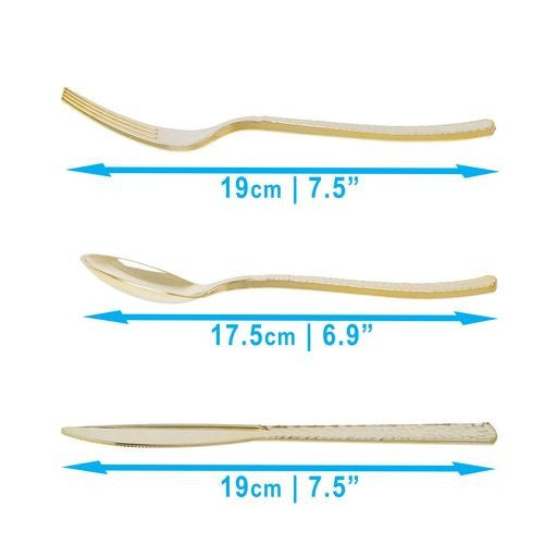 96 Piece Polished Gold Plastic Cutlery Combo Set - Decodine