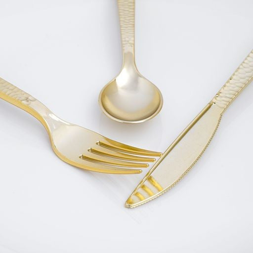 96 Piece Polished Gold Plastic Cutlery Combo Set - Decodine