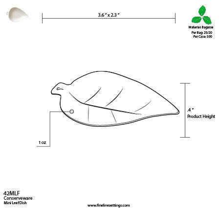 Bagasse Mini Leaf Dish 25 Pack - Decodine