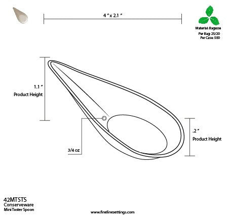 Bagasse/Suger Cane Mini Taster Spoon 25 Pack - Decodine