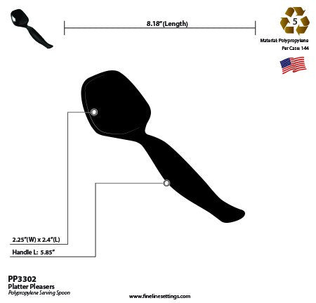 Black Plastic Serving Spoon 8.5" - Decodine