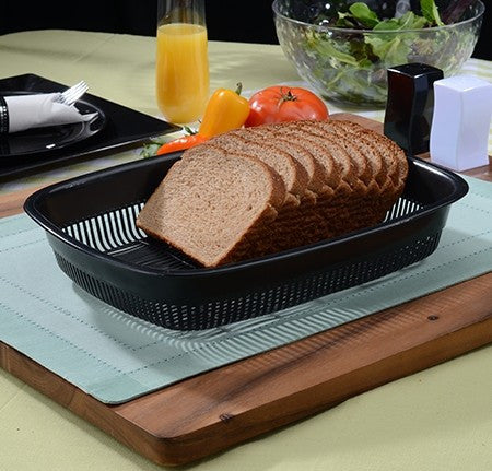 Black Plastic Rectangular Bread Basket - Single Serving Basket - Decodine