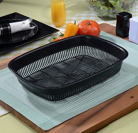Black Plastic Rectangular Bread Basket - Single Serving Basket - Decodine