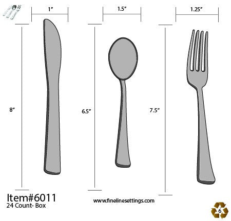 Combo Silver Cutlery Set 24 Pack - Spoons, Forks, Knives (8 of Each) - Decodine