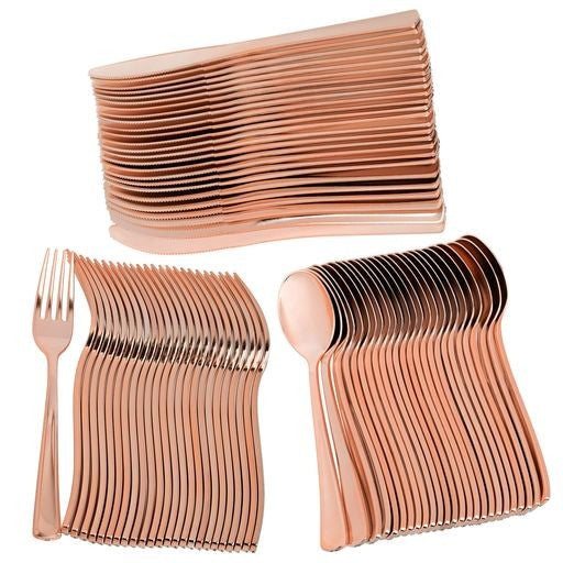 Full White and Rose Gold Party Set Serves 25 - Decodine