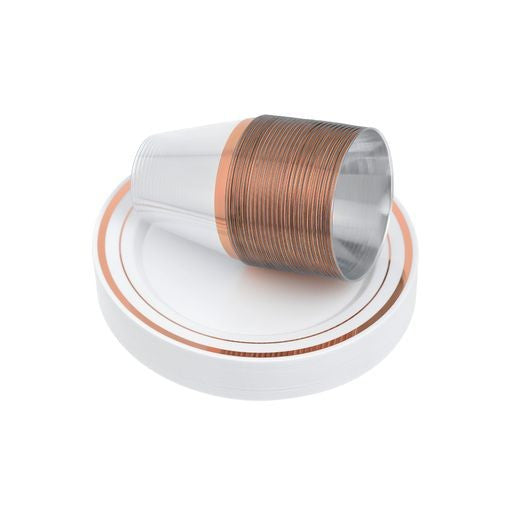 Full White and Rose Gold Party Set Serves 25 - Decodine