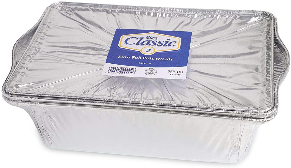 2 Pack Large Rectangular Aluminium Disposable Cooking Pots with Lids - Decodine