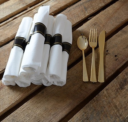 Napkin Roll - Gold Fork, Knife & Spoon - Decodine