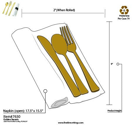 Napkin Roll - Gold Fork, Knife & Spoon - Decodine