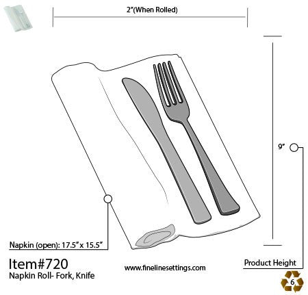 Napkin Roll - Silver Fork & Knife - Decodine