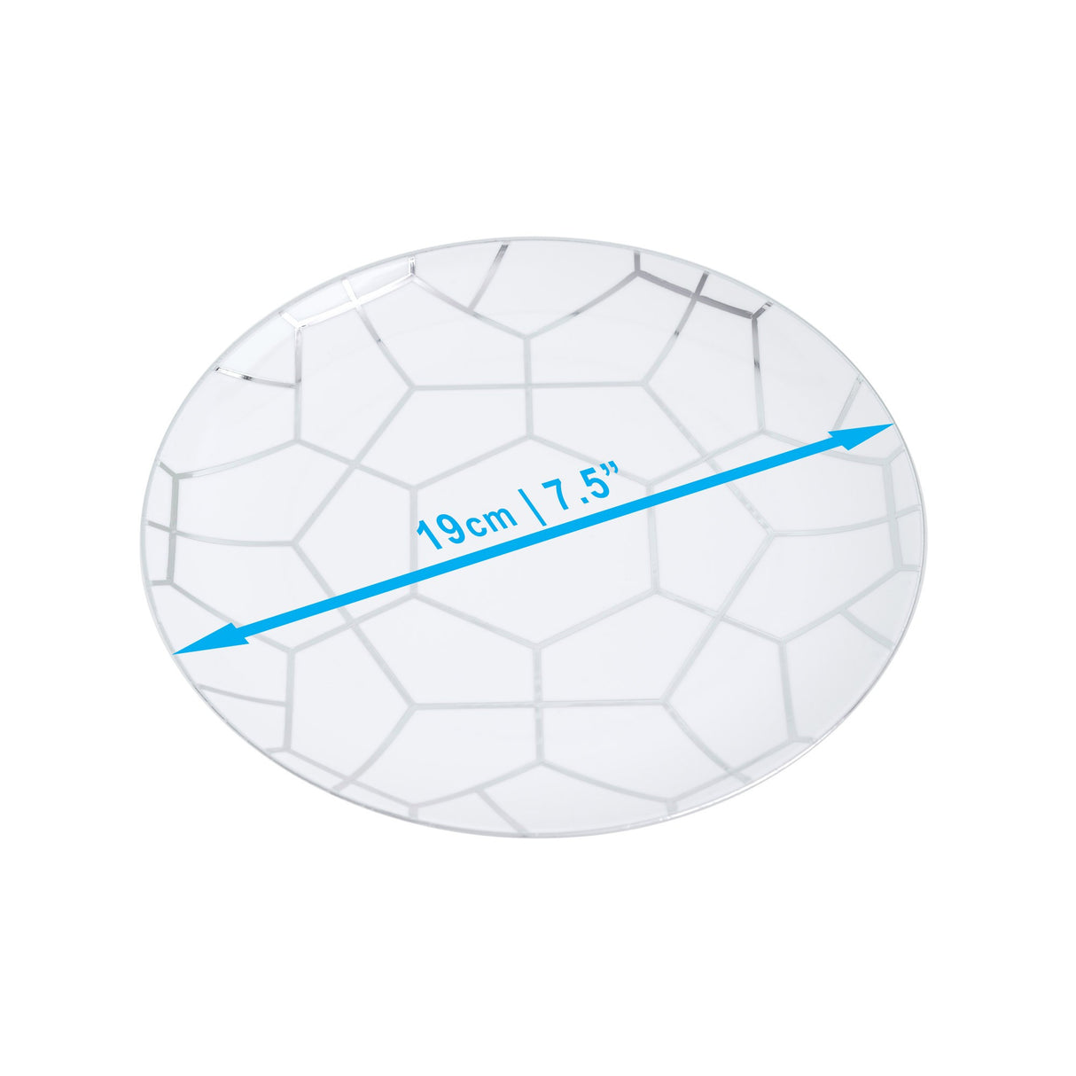 Pack of 20 7.5" Hexagon Designed Plastic Plates White and Silver - Decodine