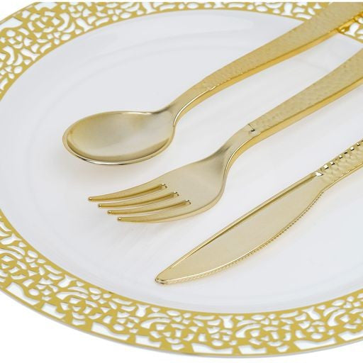 Party Set Lace Gold Rim Design Serves 20 - Decodine