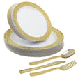 Party Set Lace Gold Rim Design Serves 20 - Decodine