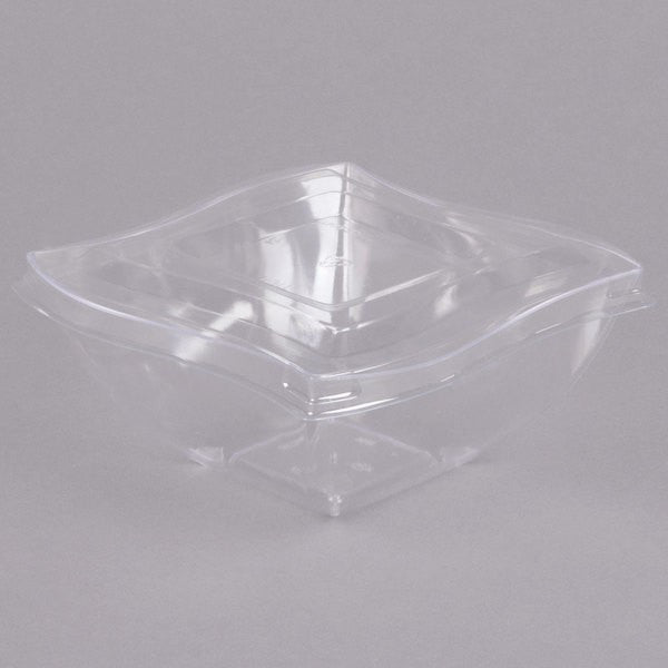 PETE Clear Lid for Square Plastic Waved Designed Serving Bowls - Decodine