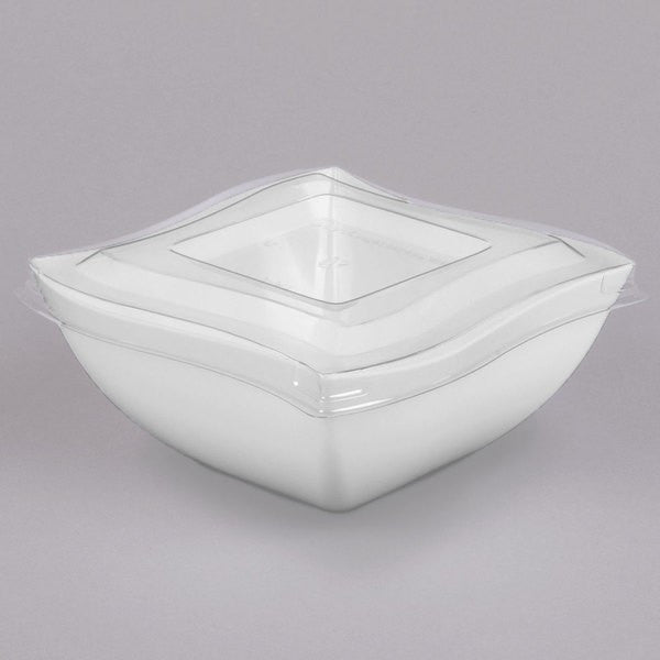 PETE Clear Lid for Square Plastic Waved Designed Serving Bowls - Decodine