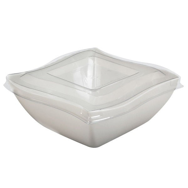 PETE Clear Lid for Square Plastic Waved Designed Serving Bowls - Decodine
