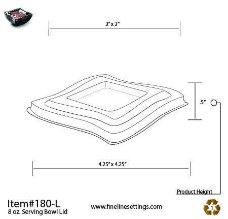 PETE Clear Lid for Square Plastic Waved Designed Serving Bowls - Decodine