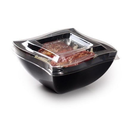 PETE Clear Lid for Square Plastic Waved Designed Serving Bowls - Decodine