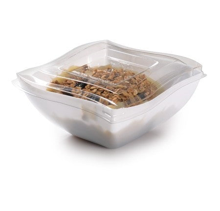 PETE Clear Lid for Square Plastic Waved Designed Serving Bowls - Decodine