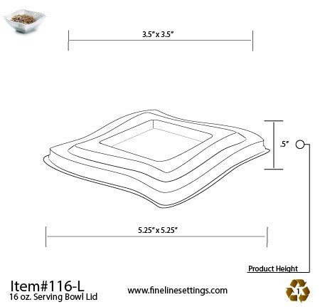 PETE Clear Lid for Square Plastic Waved Designed Serving Bowls - Decodine