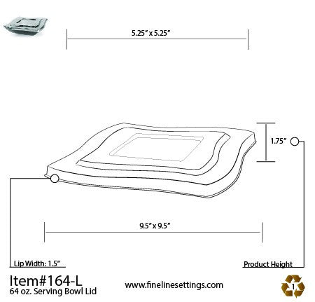PETE Clear Lid for Square Plastic Waved Designed Serving Bowls - Decodine