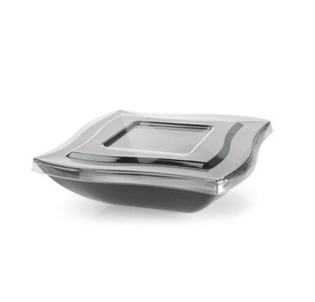 PETE Clear Lid for Square Plastic Waved Designed Serving Bowls - Decodine