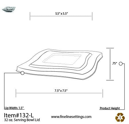 PETE Clear Lid for Square Plastic Waved Designed Serving Bowls - Decodine
