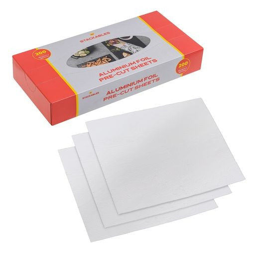 200 Pre Cut Aluminium Foil Sandwich Sheets Pop-up Foil Sheets Heavy Duty Food Service & Kitchen Foil Wrap Sheet - Decodine