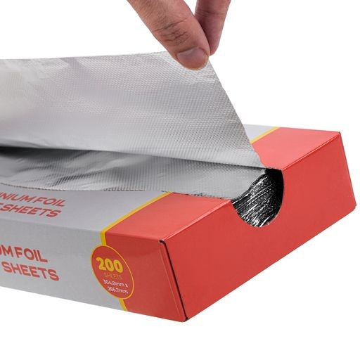 200 Pre Cut Aluminium Foil Sandwich Sheets Pop-up Foil Sheets Heavy Duty Food Service & Kitchen Foil Wrap Sheet - Decodine