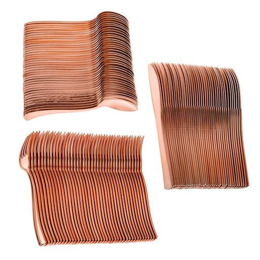 Rose Gold Polished Plastic Cutlery Combo Set of 120 - Decodine