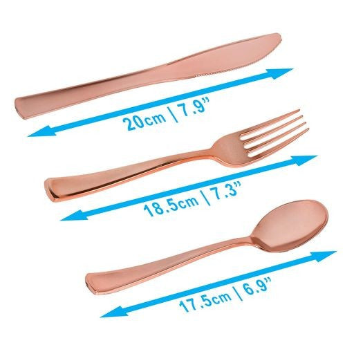 Rose Gold Polished Plastic Cutlery Combo Set of 120 - Decodine