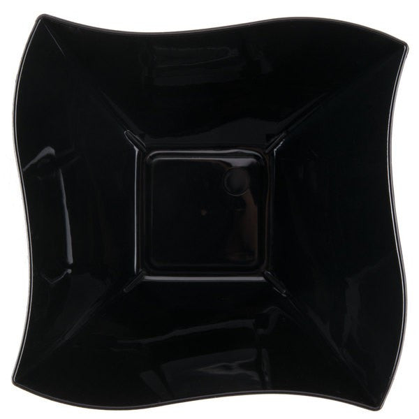 Square Black Plastic Waved Designed Serving Bowls - Decodine