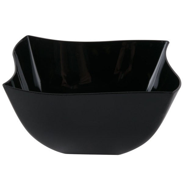 Square Black Plastic Waved Designed Serving Bowls - Decodine