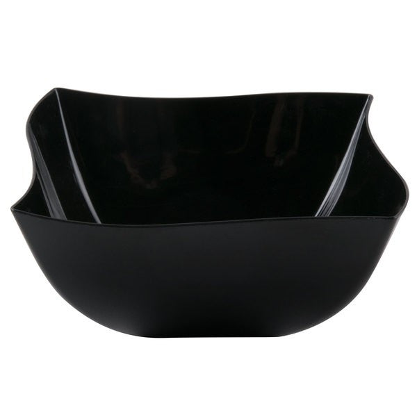 Square Black Plastic Waved Designed Serving Bowls - Decodine