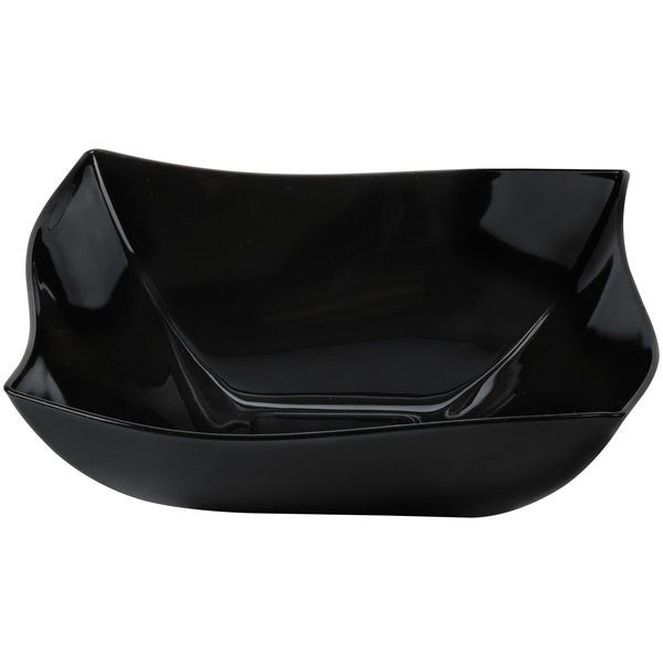 Square Black Plastic Waved Designed Serving Bowls - Decodine